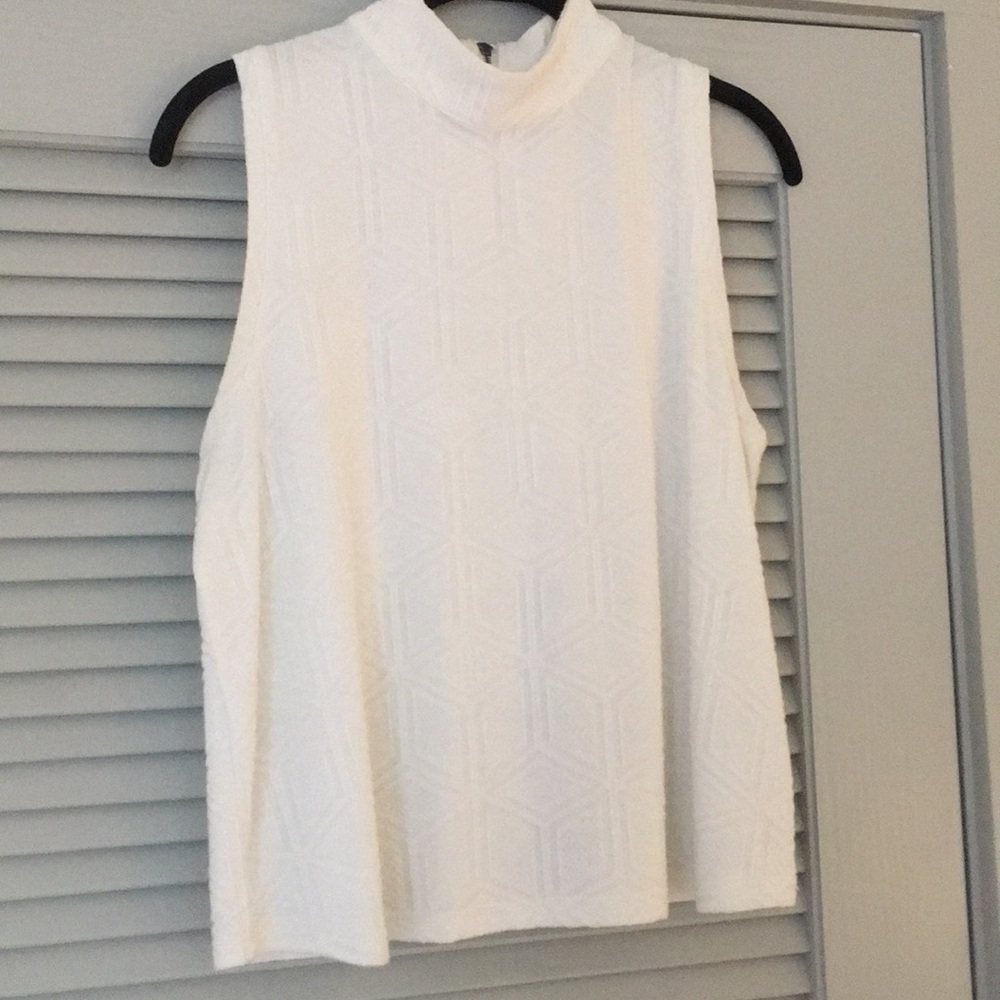 Anthropologie White Mockneck Sleeveless Top